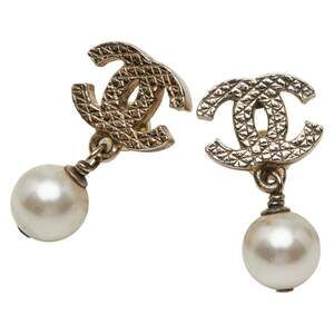 Chanel Cc Logo Earrings Metal Gold-Tone #234194C69B